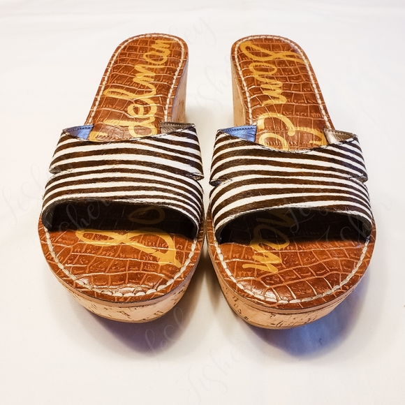 Sam Edelman Reid, Black/White Brahma Wedges - Picture 3 of 8